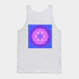 Mosaic Kaleidoscope Flower Pink and Blue Tank Top